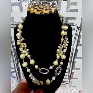 Talbots Silver Tone and Faux Pearl Necklace